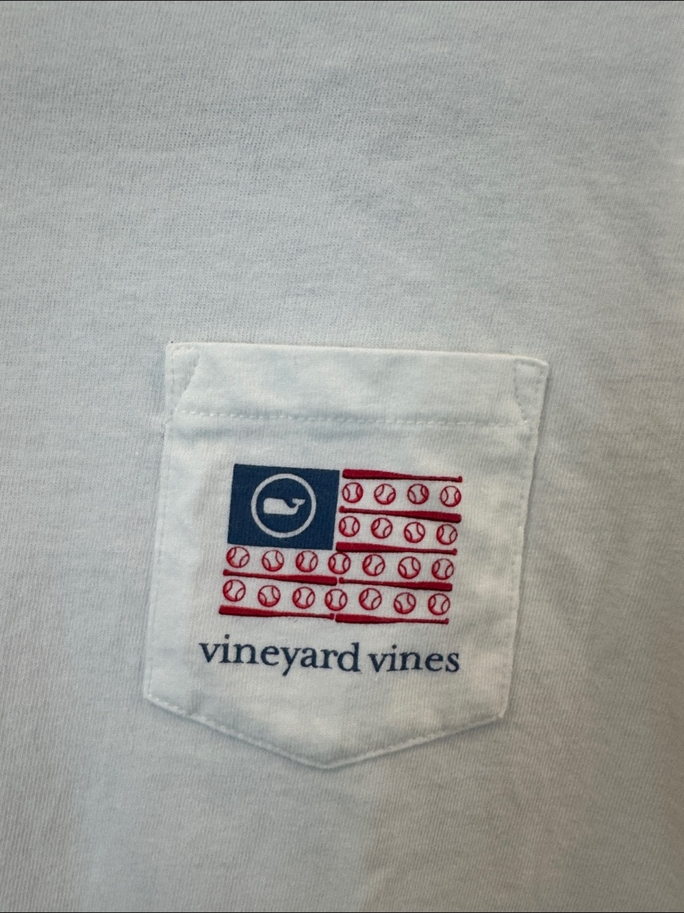 Boy’s Vineyard Vines White Short Sleeve Pocket Tee with American Flag Patch - Picture 3 of 5